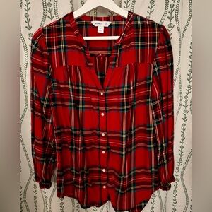 Old Navy Red Plaid Blouse